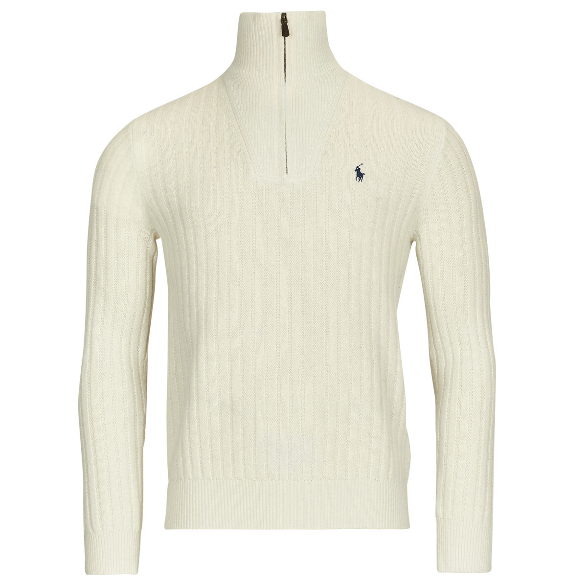 Polo Ralph Lauren  PULL 1/2 ZIP EN LAINE MELANGE  Bílá