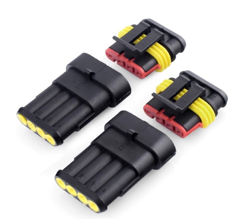 Auto konektor AC/DC, stavebnice, vodotěsný, samec + samice - 4 piny