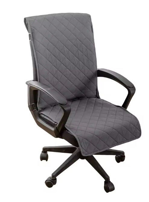 Univerzální prošívaný potah na kancelářskou židli - Šedý, velikost L