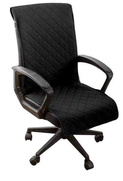 Univerzální prošívaný potah na kancelářskou židli - Černý, velikost L