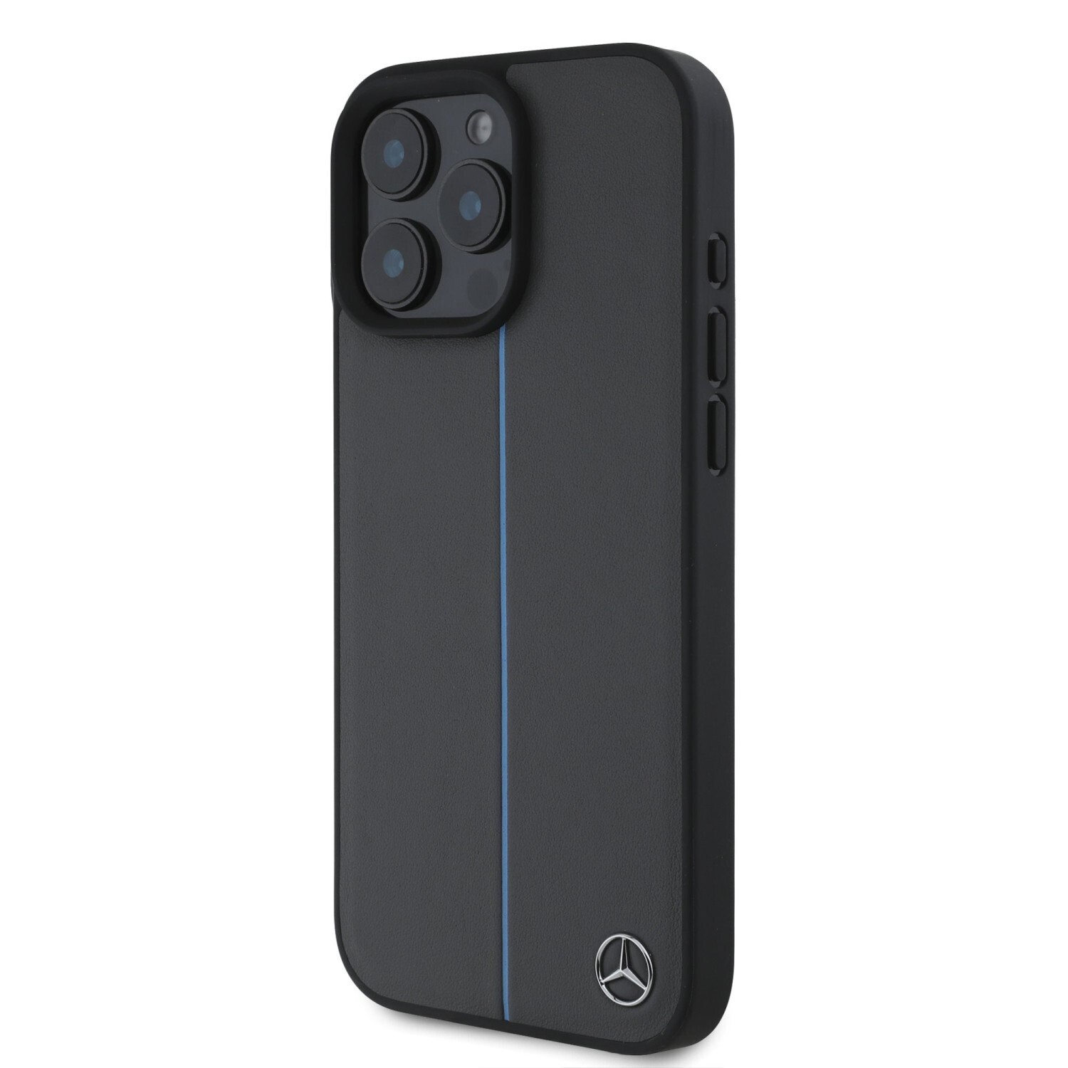Zadní kryt Mercedes Leather Blue Stripe MagSafe pro Apple iPhone 16 Pro, anthracite grey