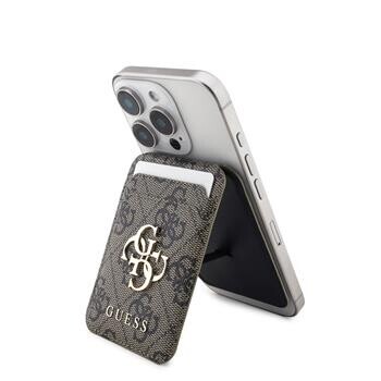 Peněženka se stojanem Guess 4G Metal Logo MagSafe Cardslot, hnědá