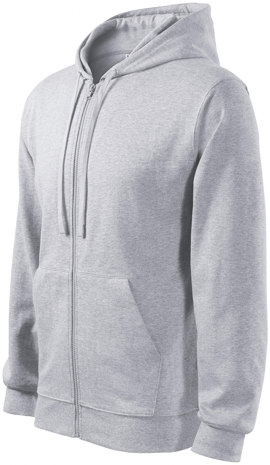 Pánská mikina s kapucí, světlešedý melír, M