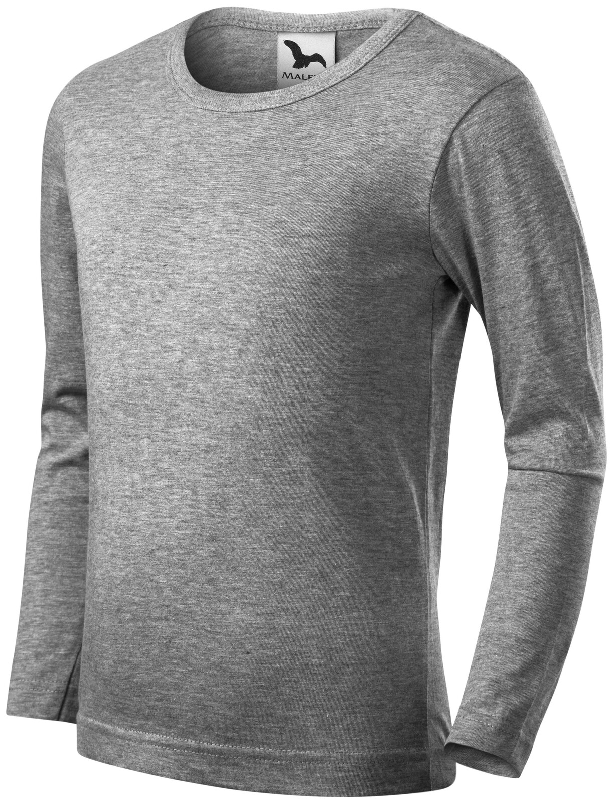 Dětské tričko s dlouhým rukávem, tmavěšedý melír, 122 cm / 6 let