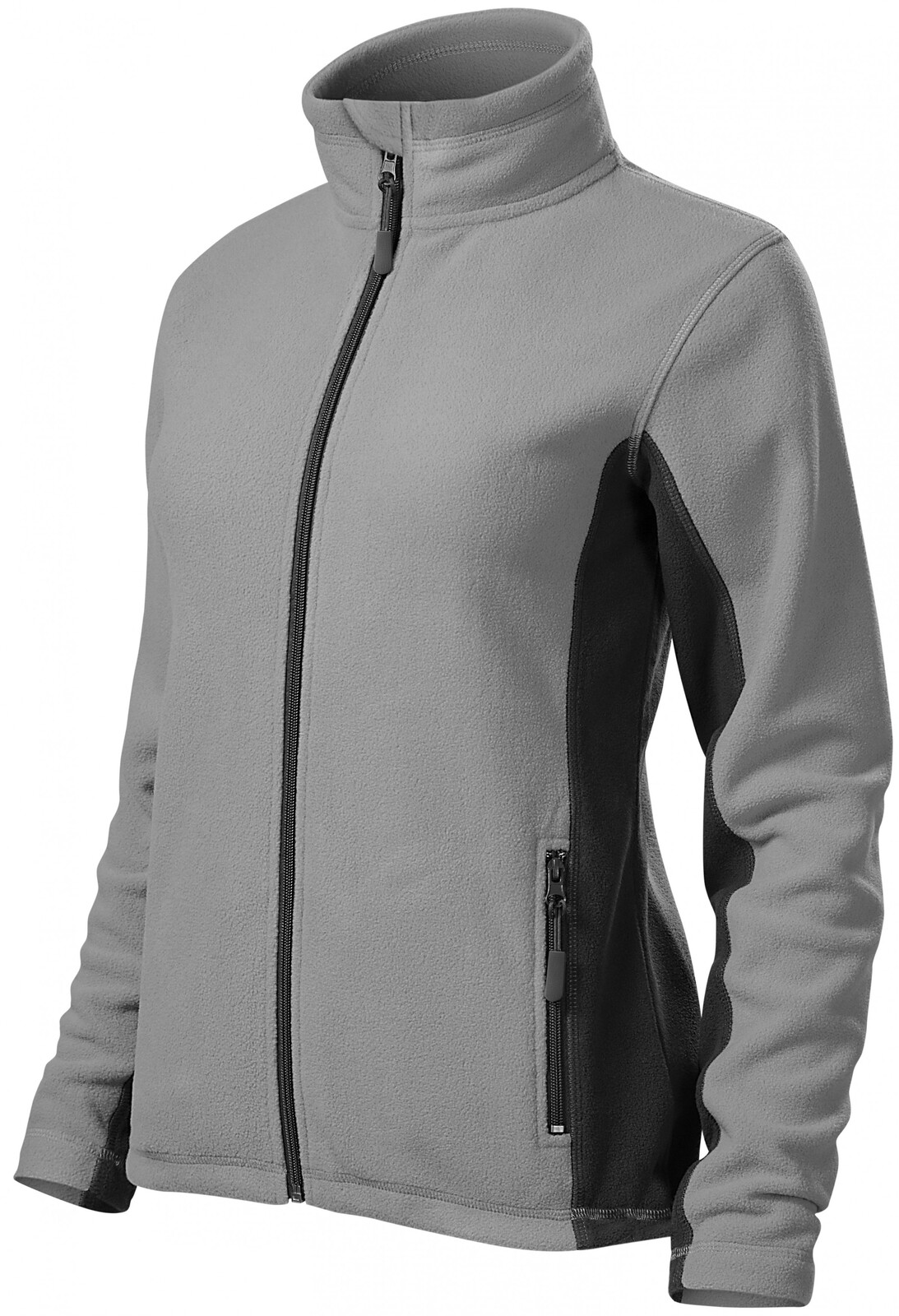 Dámská fleecová bunda kontrastní, světle šedá, M