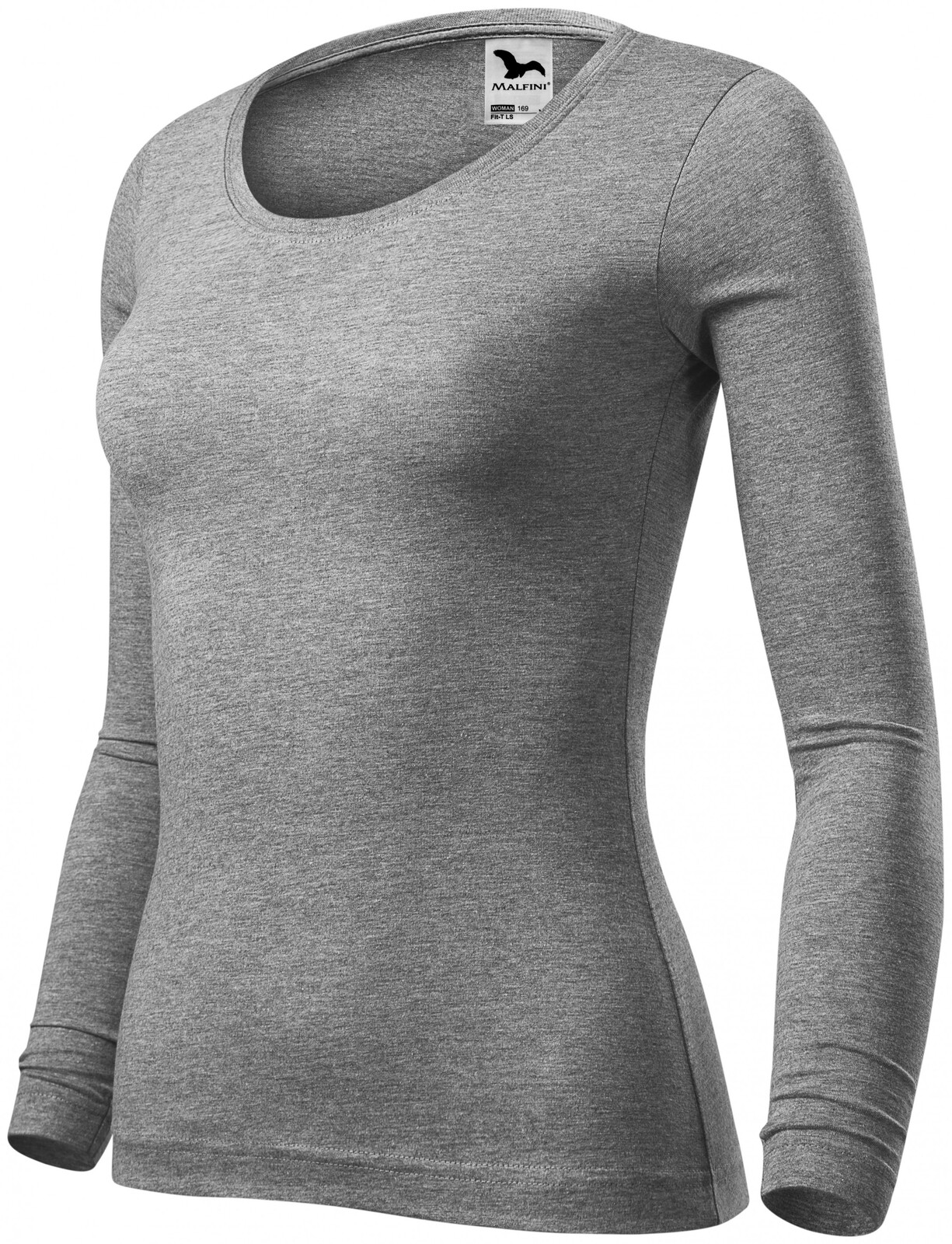 Dámské triko s dlouhými rukávy, tmavěšedý melír, S