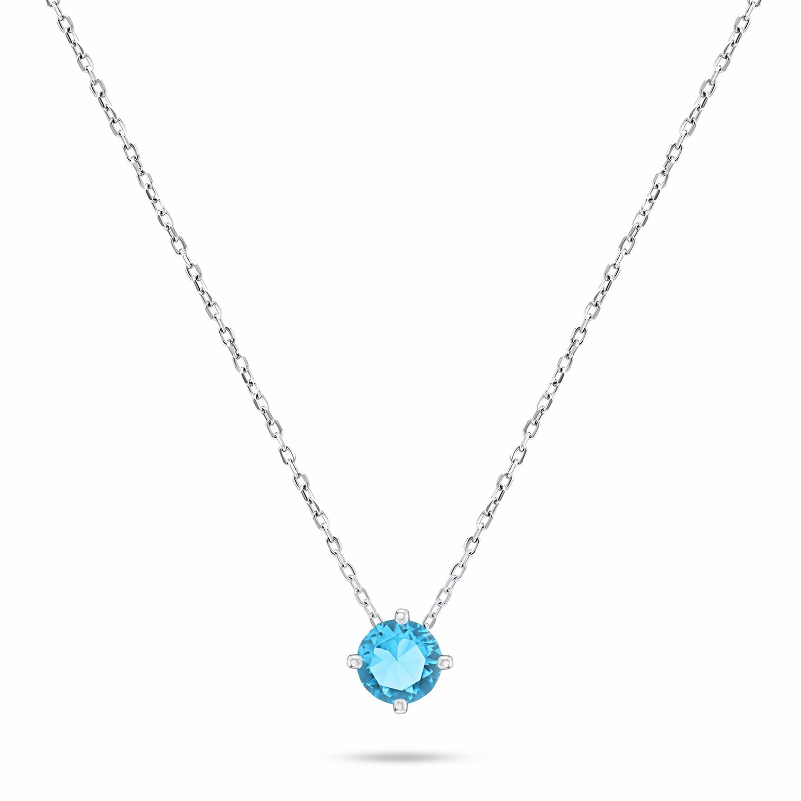 Brilio Silver Minimalistický stříbrný náhrdelník s modrým zirkonem NCL73WAQ
