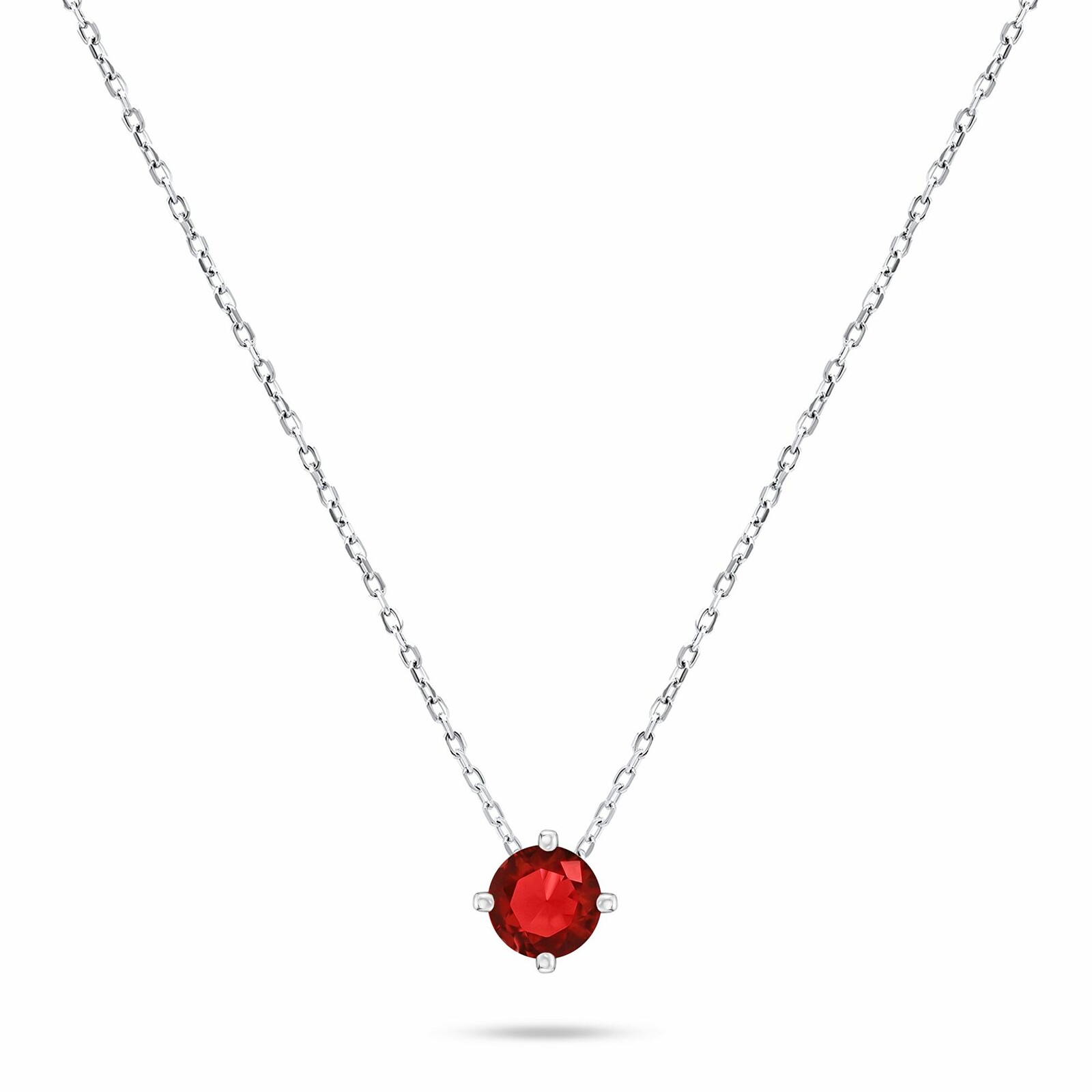 Brilio Silver Minimalistický stříbrný náhrdelník s červeným zirkonem NCL73WGR