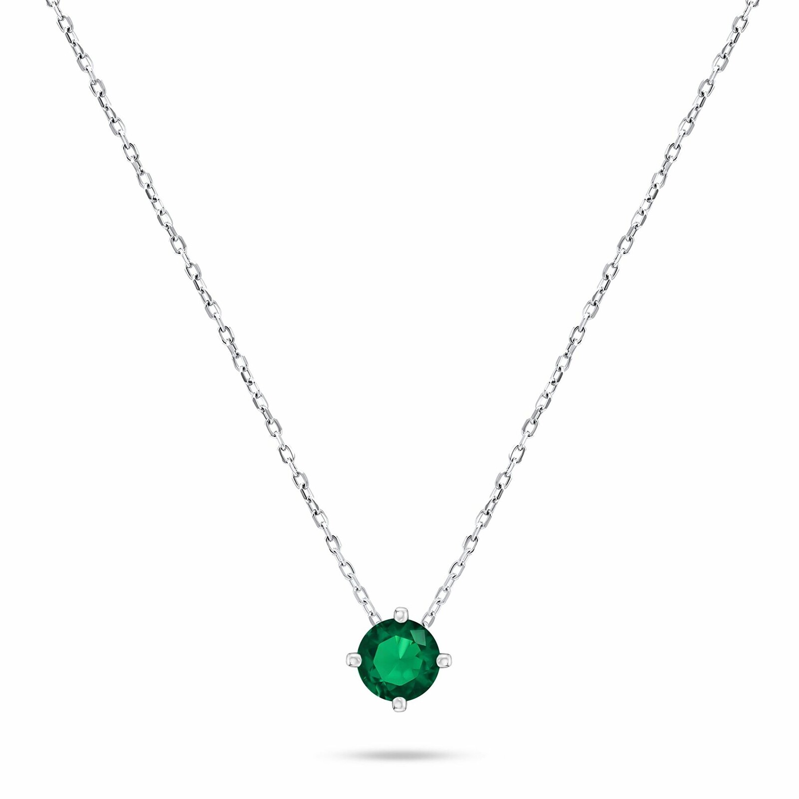 Brilio Silver Minimalistický stříbrný náhrdelník se zeleným zirkonem NCL73WG