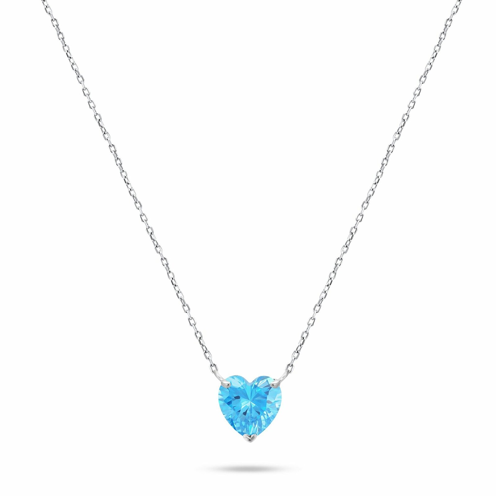 Brilio Silver Blyštivý stříbrný náhrdelník s modrým srdcem NCL53WAQ