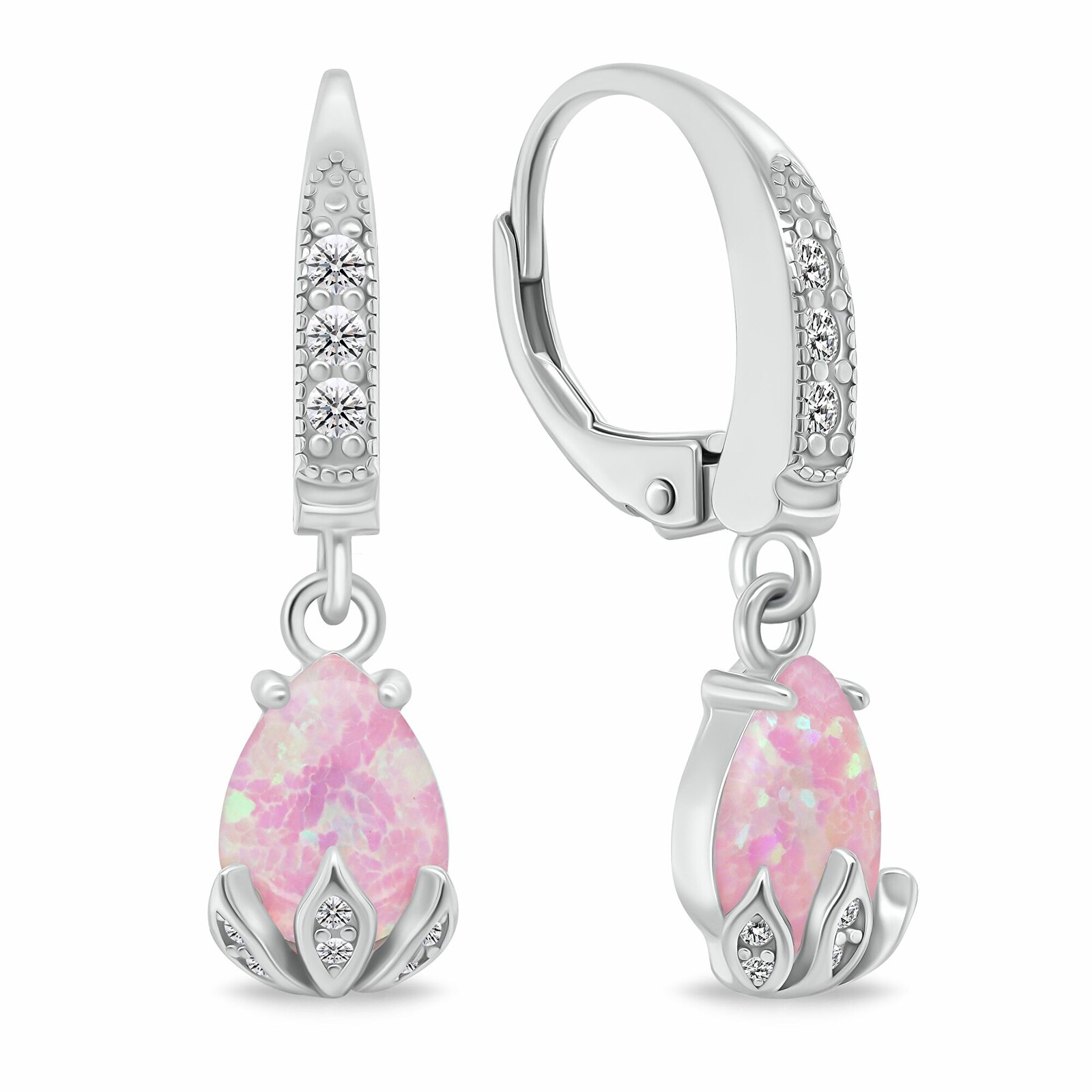 Brilio Silver Půvabné stříbrné náušnice s růžovými opály EA929WP