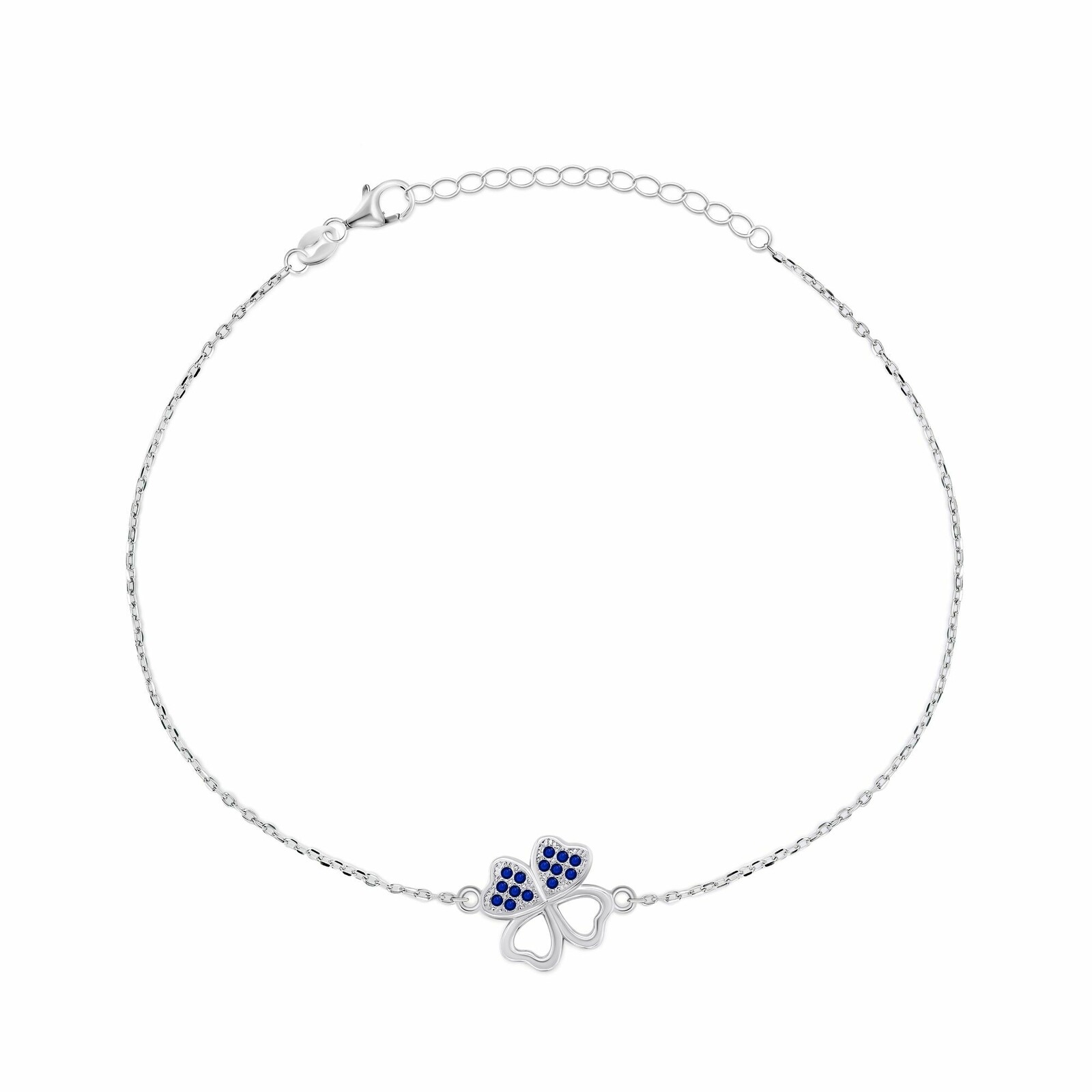 Brilio Silver Stříbrný náramek Čtyřlístek s modrými zirkony BRC69WB