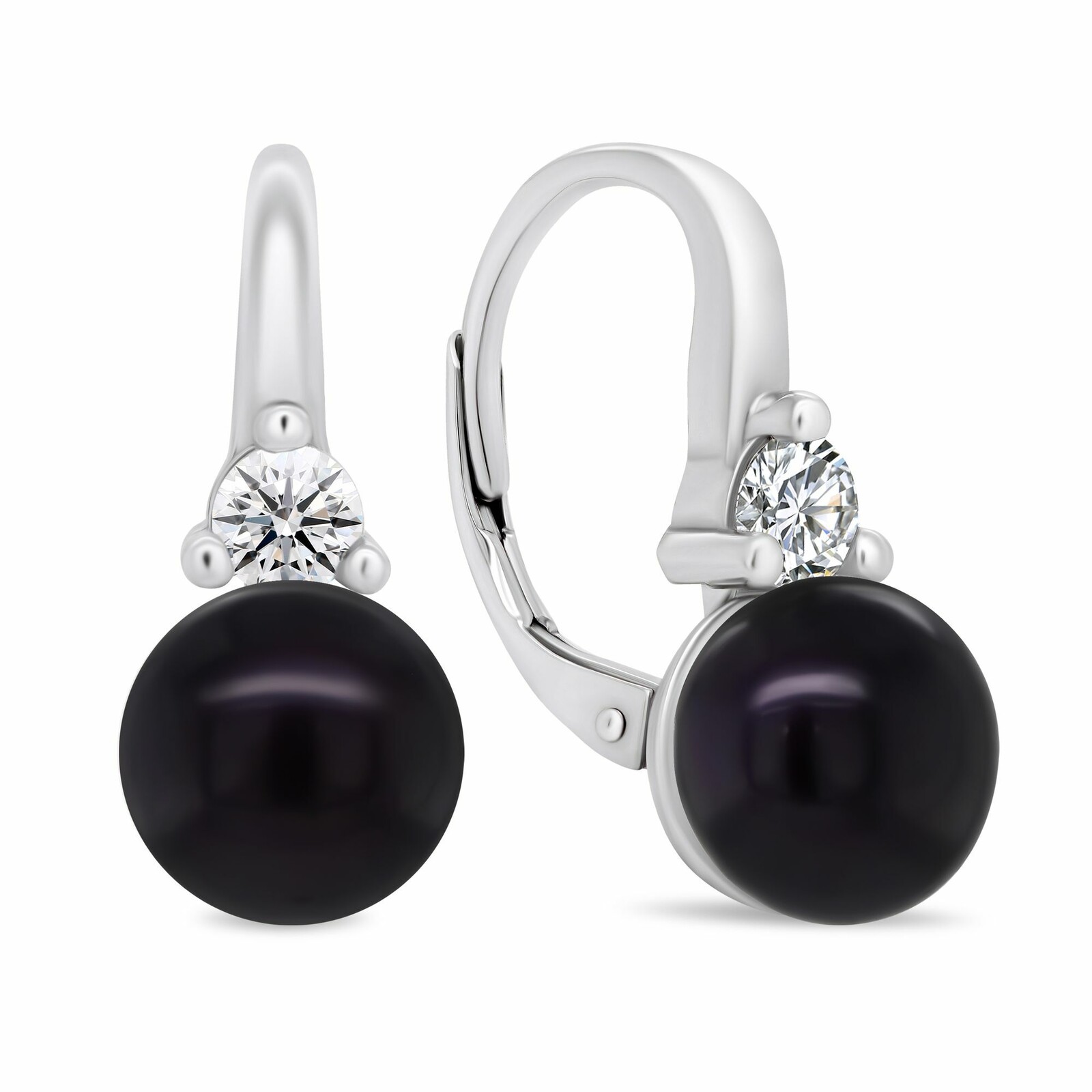 Brilio Silver Elegantní stříbrné náušnice s černými perlami a zirkony EA364WBC