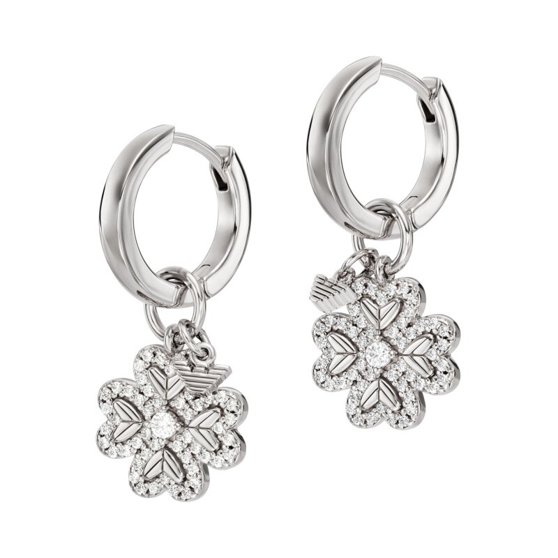Emporio Armani Stříbrné náušnice 2v1 Čtyřlístek se zirkony EG3608040