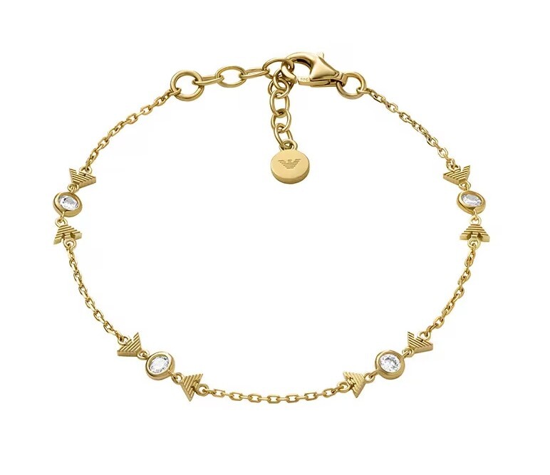 Emporio Armani Půvabný pozlacený náramek pro ženy se zirkony EG3619710