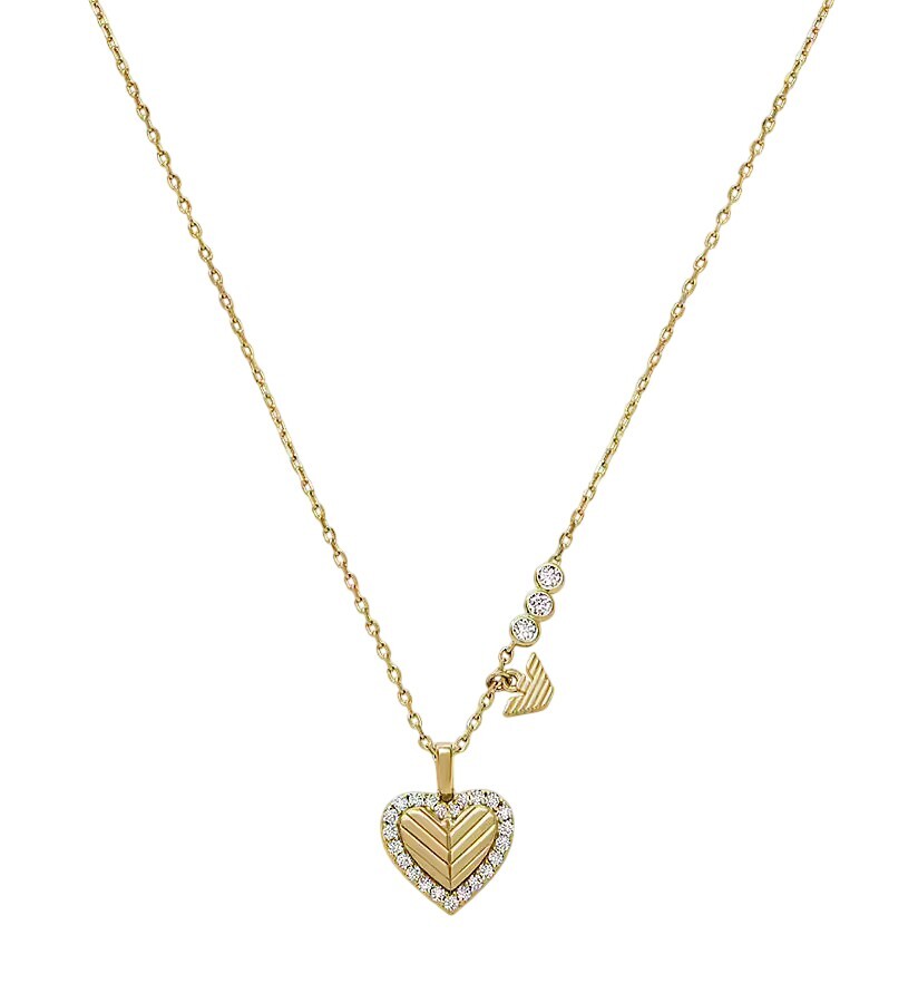Emporio Armani Půvabný pozlacený náhrdelník se zirkony Srdce EG3622710