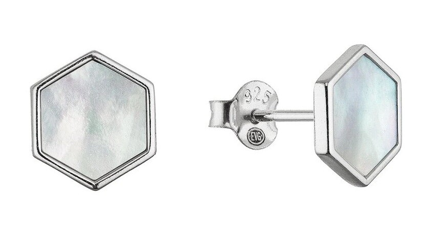 Evolution Group - Pavona Stříbrné náušnice s perletí Hexagon 11689.1