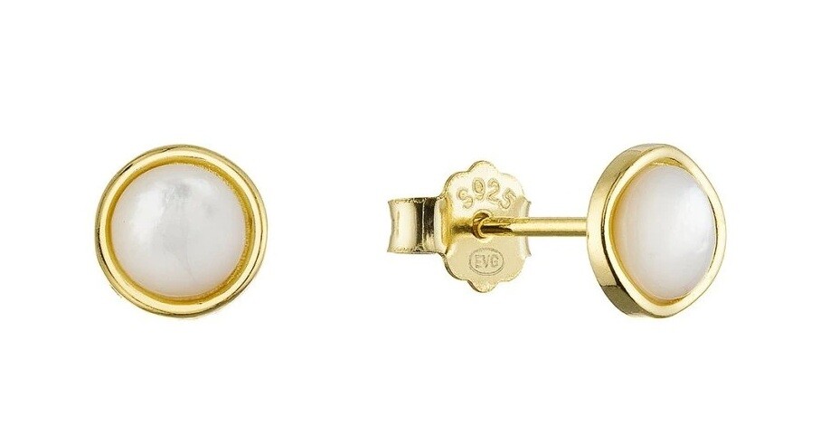 Evolution Group - Pavona Pozlacené stříbrné náušnice Kolečka s perletí 11705.1