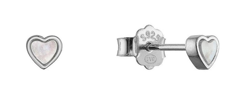 Evolution Group - Pavona Minimalistické stříbrné náušnice Srdíčka s perletí 11707.1