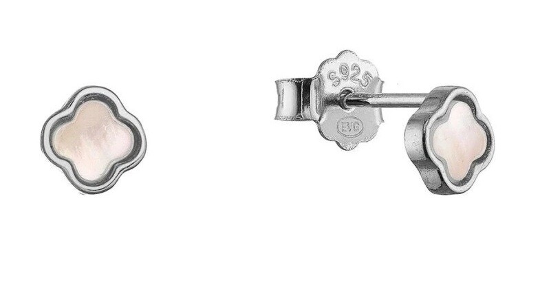 Evolution Group - Pavona Stříbrné náušnice Čtyřlístky s růžovou perletí 11709.3