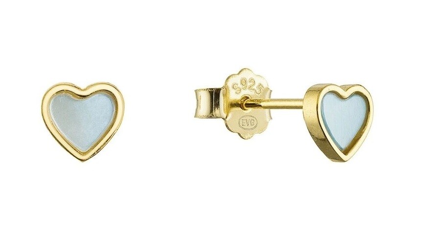 Evolution Group - Pavona Pozlacené srdíčkové náušnice s modrou perletí 11710.3