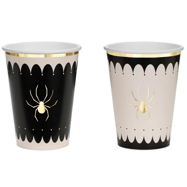 Kelímky papírové Pavouci černo-béžové 400 ml 6 ks
