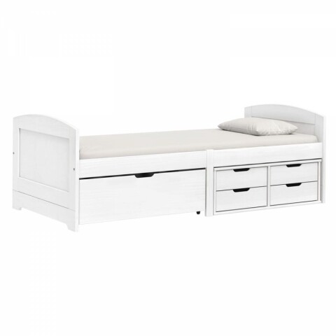 Postel 90x200 z masivu borovice jednolůžko se zásuvkami MARIE bílá Akce, super cena, doprava zdarma Idea