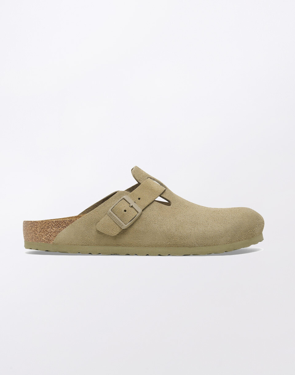 Birkenstock Boston Suede Leather Faded Khaki 37