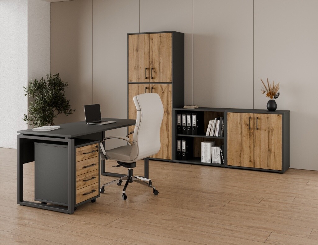 Kancelářská sestava NEJBY GIANNI PREMIUM 2, antracit/dub wotan