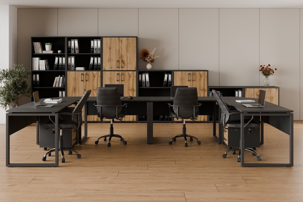 Kancelářská sestava NEJBY GIANNI PREMIUM 6, antracit/dub wotan