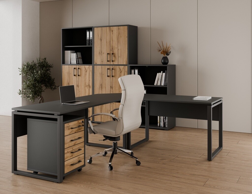 Kancelářská sestava NEJBY GIANNI PREMIUM 1, antracit/dub wotan