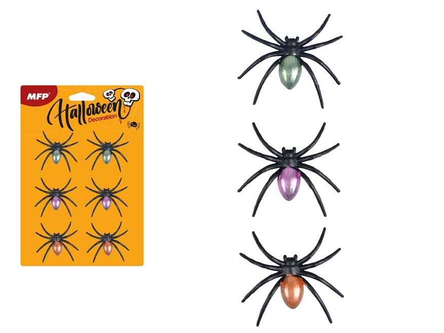 MFP 1042563 Pavouk plast 6,5cm 6ks mix metal barev