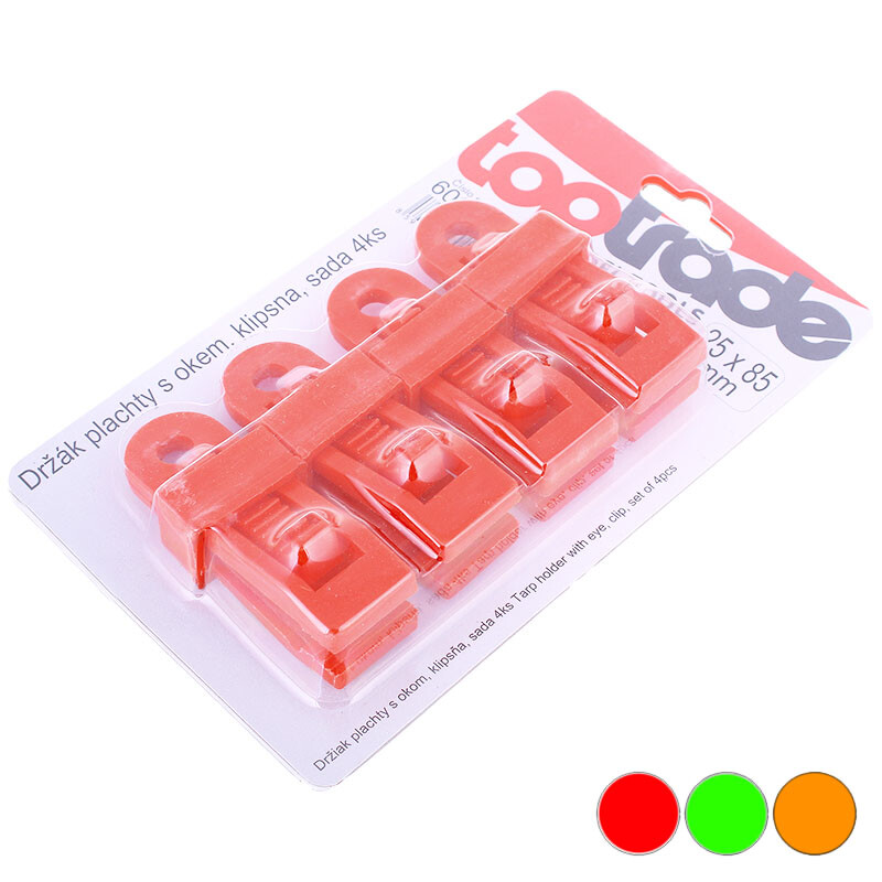 Držák plachty s okem klipsna sada 4ks Toptrade Barva: červená