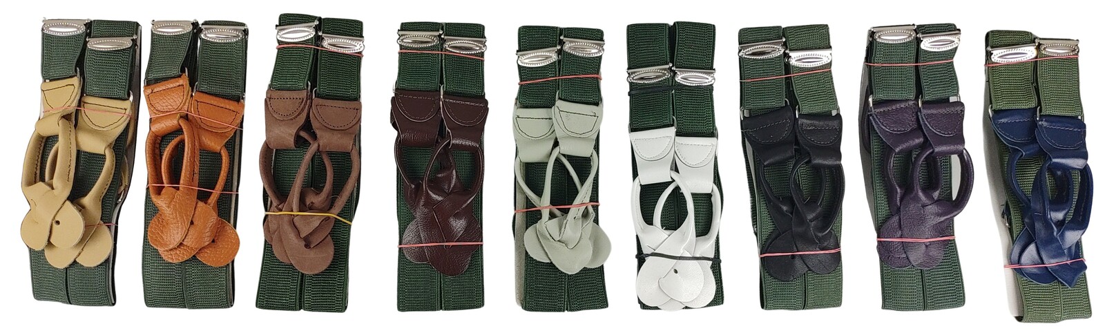 Kšandy elastické šle s koženými poutky barevné ČSLA Barva: Bílá poutka