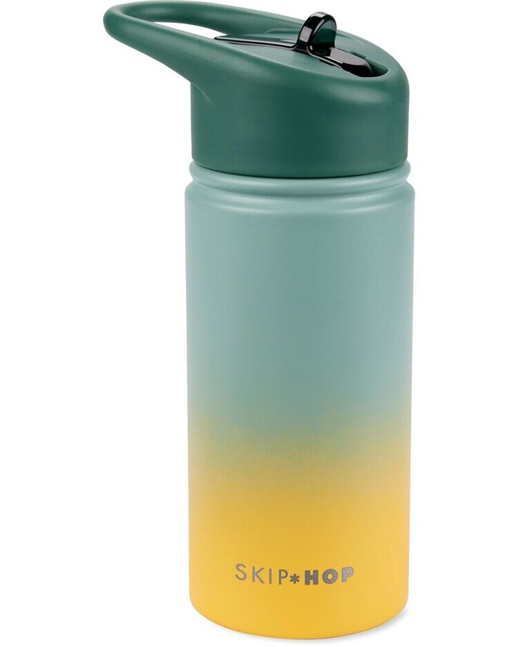 SKIP HOP Láhev s brčkem nerezová Wander - ombré green, 450ml
