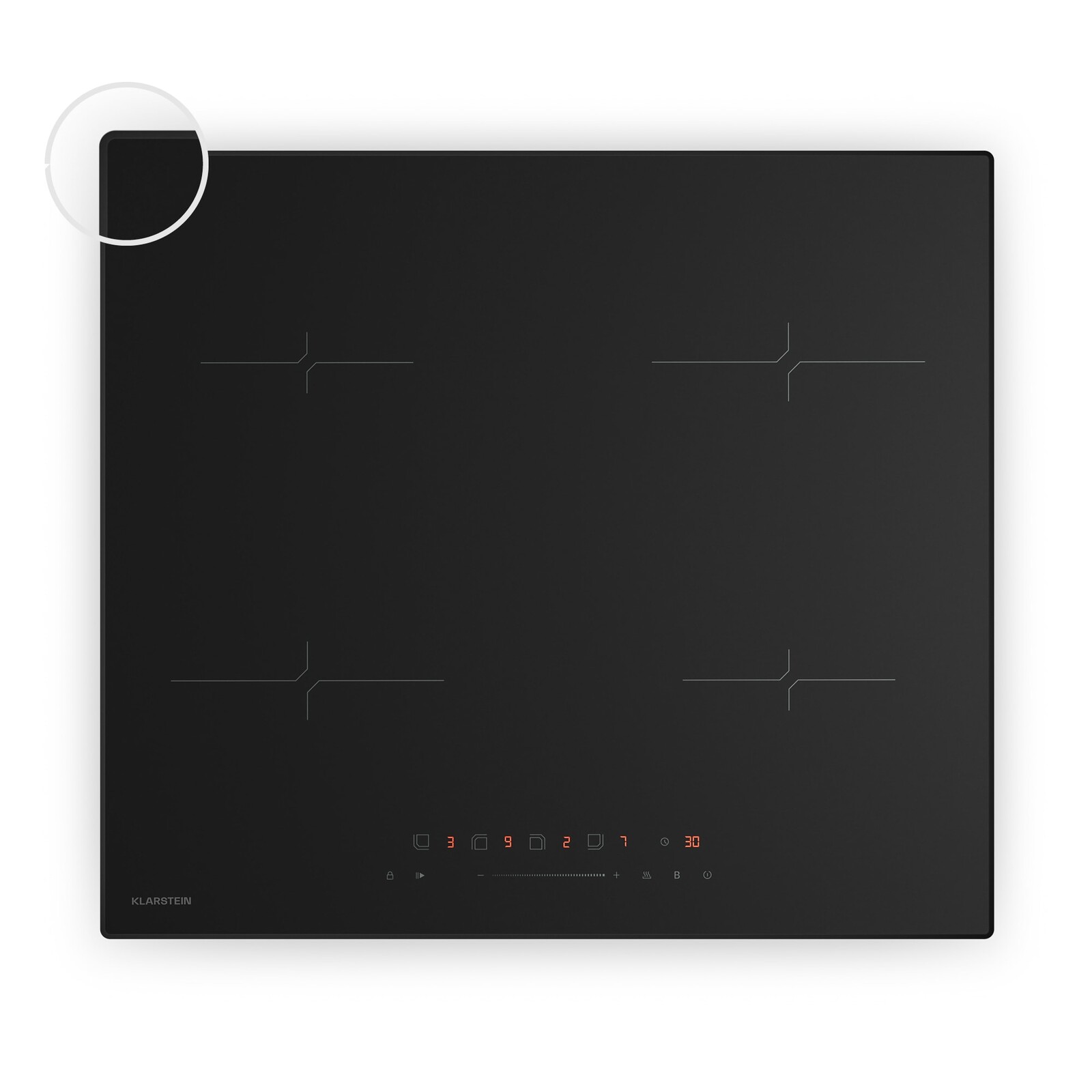 Klarstein Indukční varná deska Velaire, elegantní, minimalistická, výkonná, 4 varné zóny, 7.000 W, 60 cm