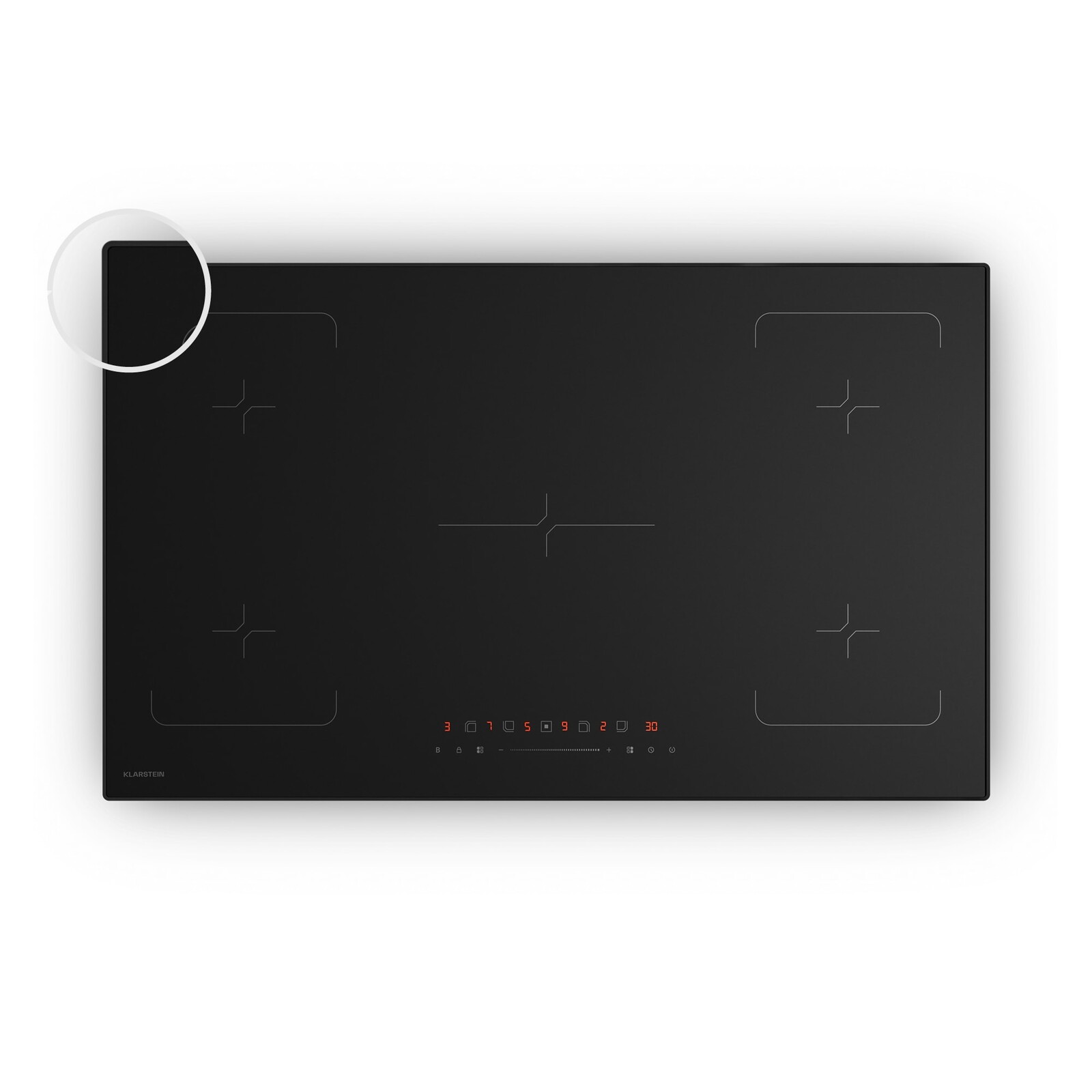 Klarstein Indukční varná deska Velaire, elegantní, minimalistická, výkonná, 5 varných zón, 7.200 W, 90 cm