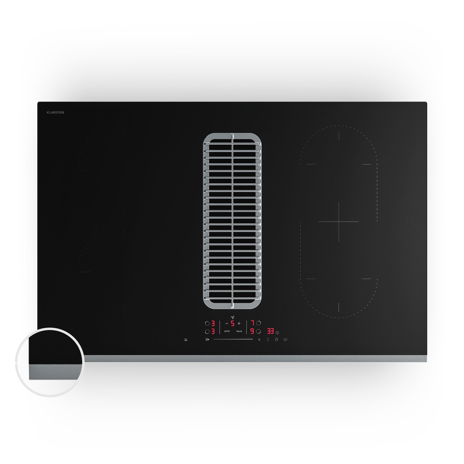 Klarstein Verosteel indukční varná deska s integrovaným odsavačem par, elegantní, minimalistická, výkonná 8400W 80cm