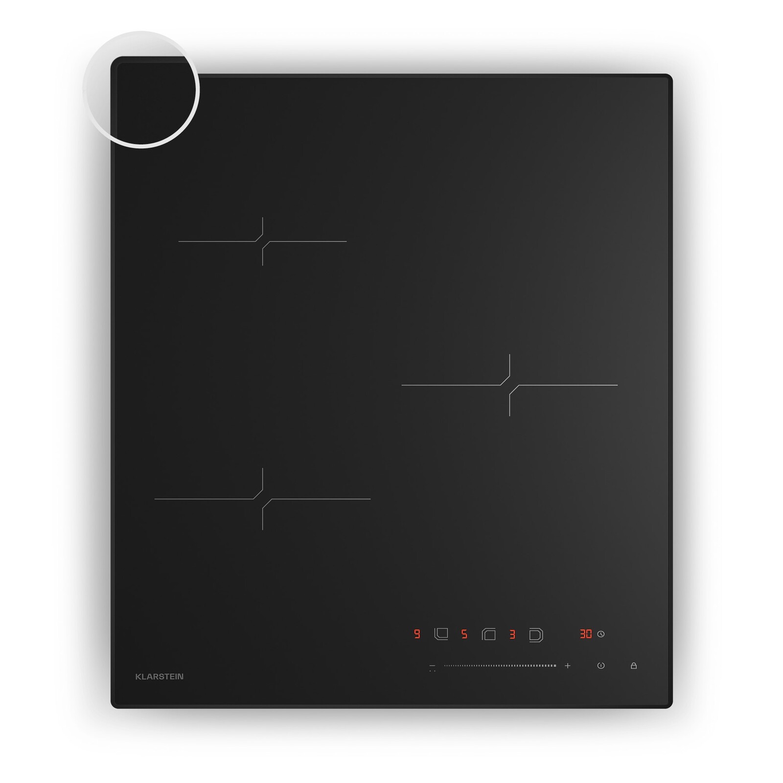 Klarstein Indukční varná deska Velaire, elegantní, minimalistická, kompaktní, 3 varné zóny, 5.500 W, 45 cm
