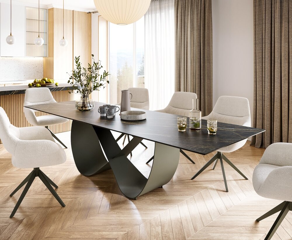 Jídelní stůl Edge 300x100 keramika Laminam® Noir Desir hnědá Infinity