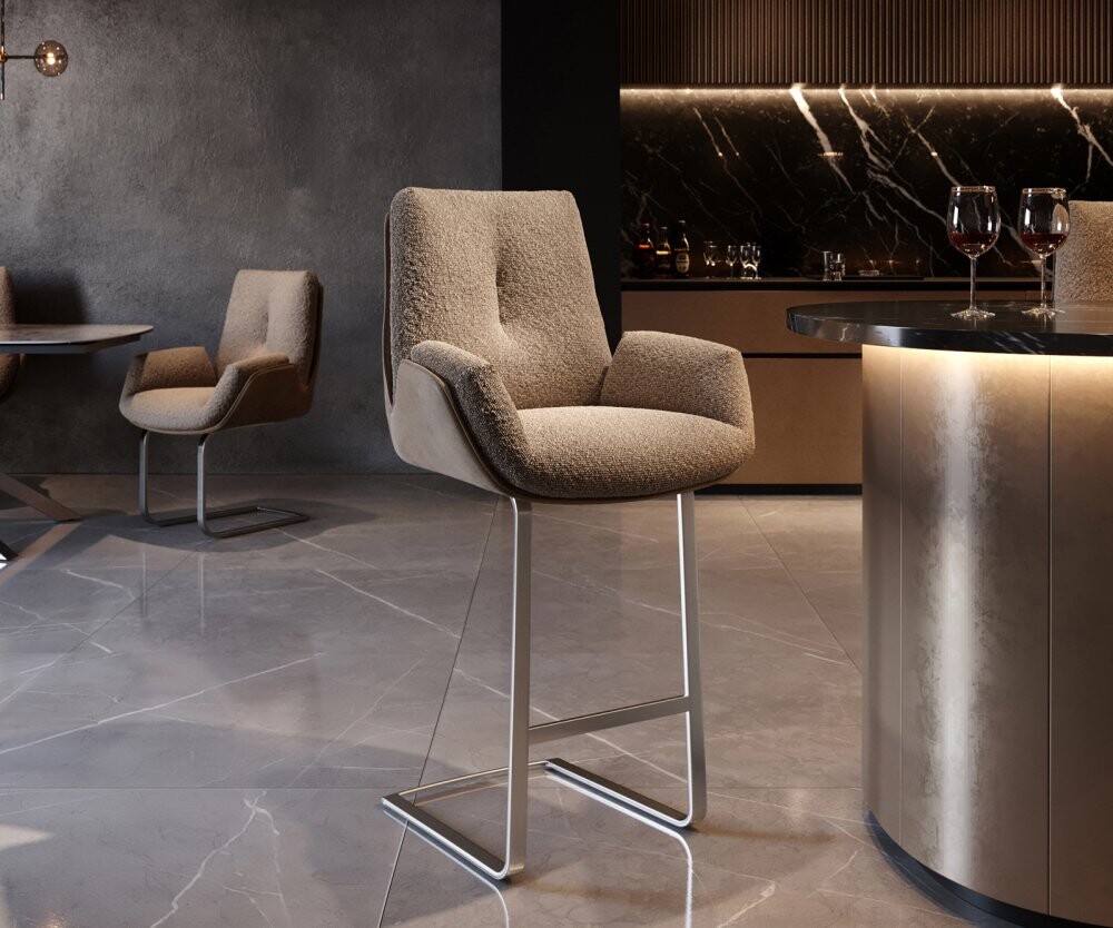 Jídelní židle Clea-Flex nerezová ocel mix materiálů taupe taštičkové