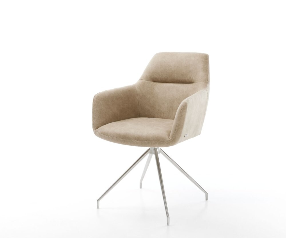 Otočná židle Pejo-Flex béžová vintage křížová podnož zúžená nerezová