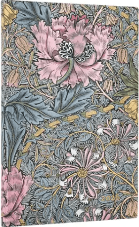 Diář Paperblanks 2026, Morris Pink Honeysuckle - 12M, Maxi, horizontální