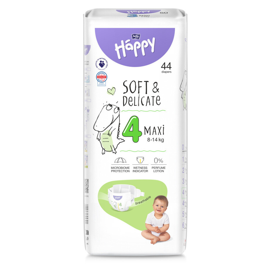 BELLA HAPPY Baby maxi 8 - 14 kg 44 kusů, poškozený obal