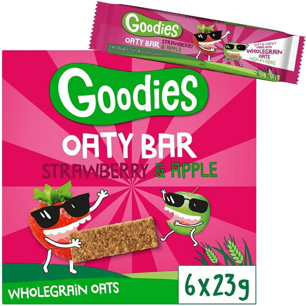 GOODIES Ovesné tyčinky jahody a jablko 6 x 23 g