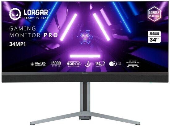 LORGAR 34 herní monitor zahnutý, LRG-34MP1W180C-GY