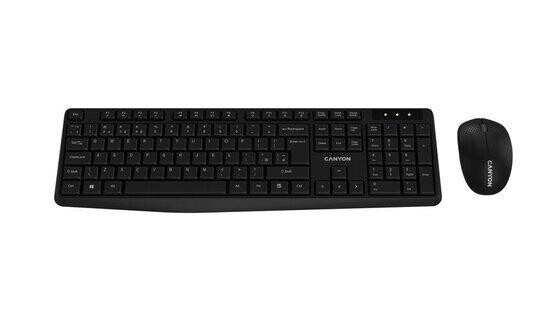 CANYON SET-W01 EN/CS Keyboard+Mouse Wireless Black, CNE-HSETW01-CS