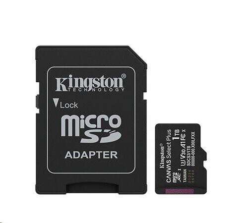 Kingston paměťová karta 1TB Canvas Select Plus Gen 3 microSDXC 150R A1 C10 Card + ADP