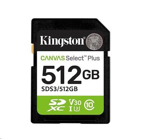 Kingston paměťová karta 512GB Canvas Select Plus Gen 3 SDXC 150R U1 UHS-I C10 V10