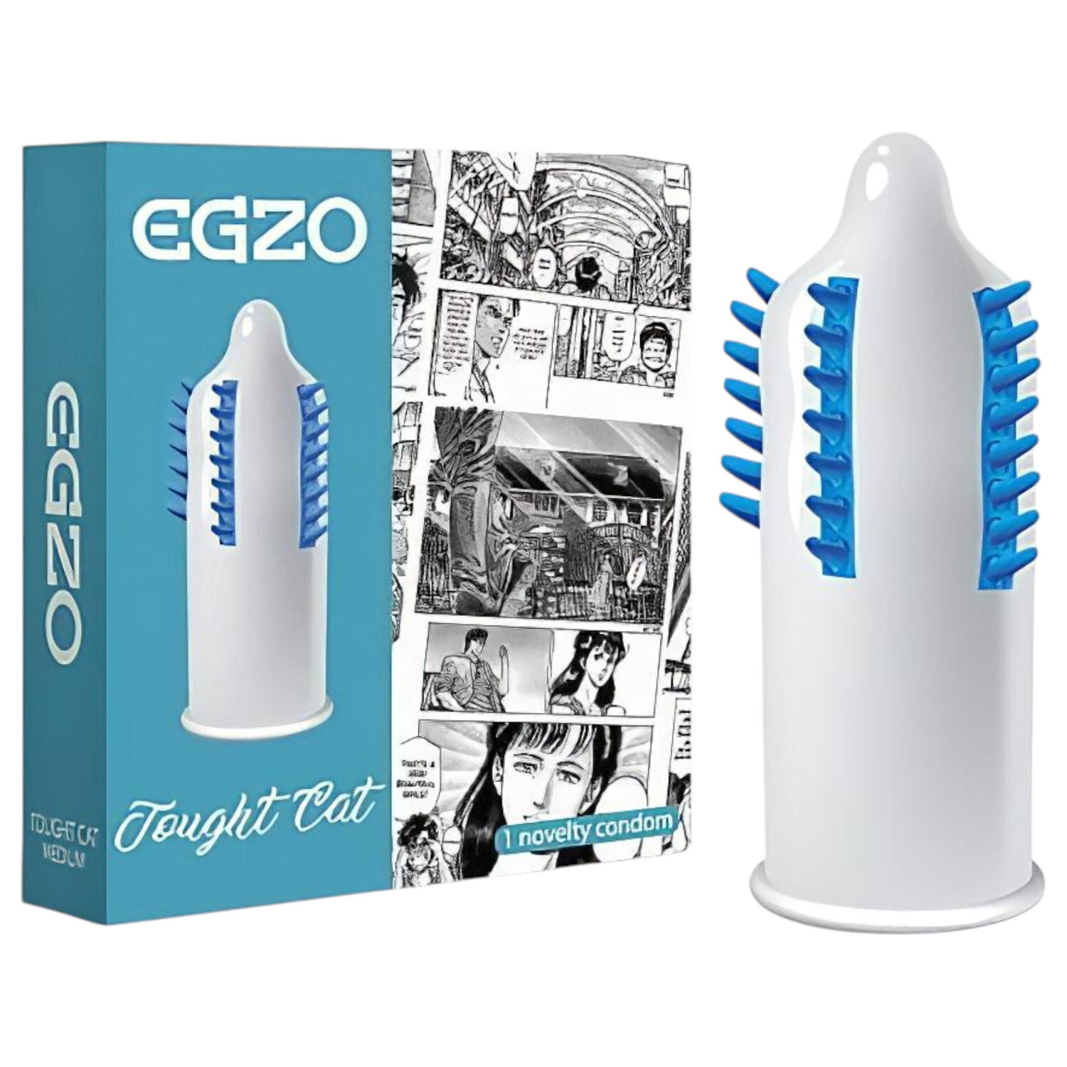 Egzo Tough Cat – prezervativ s vroubky a pivním designem (1 ks)